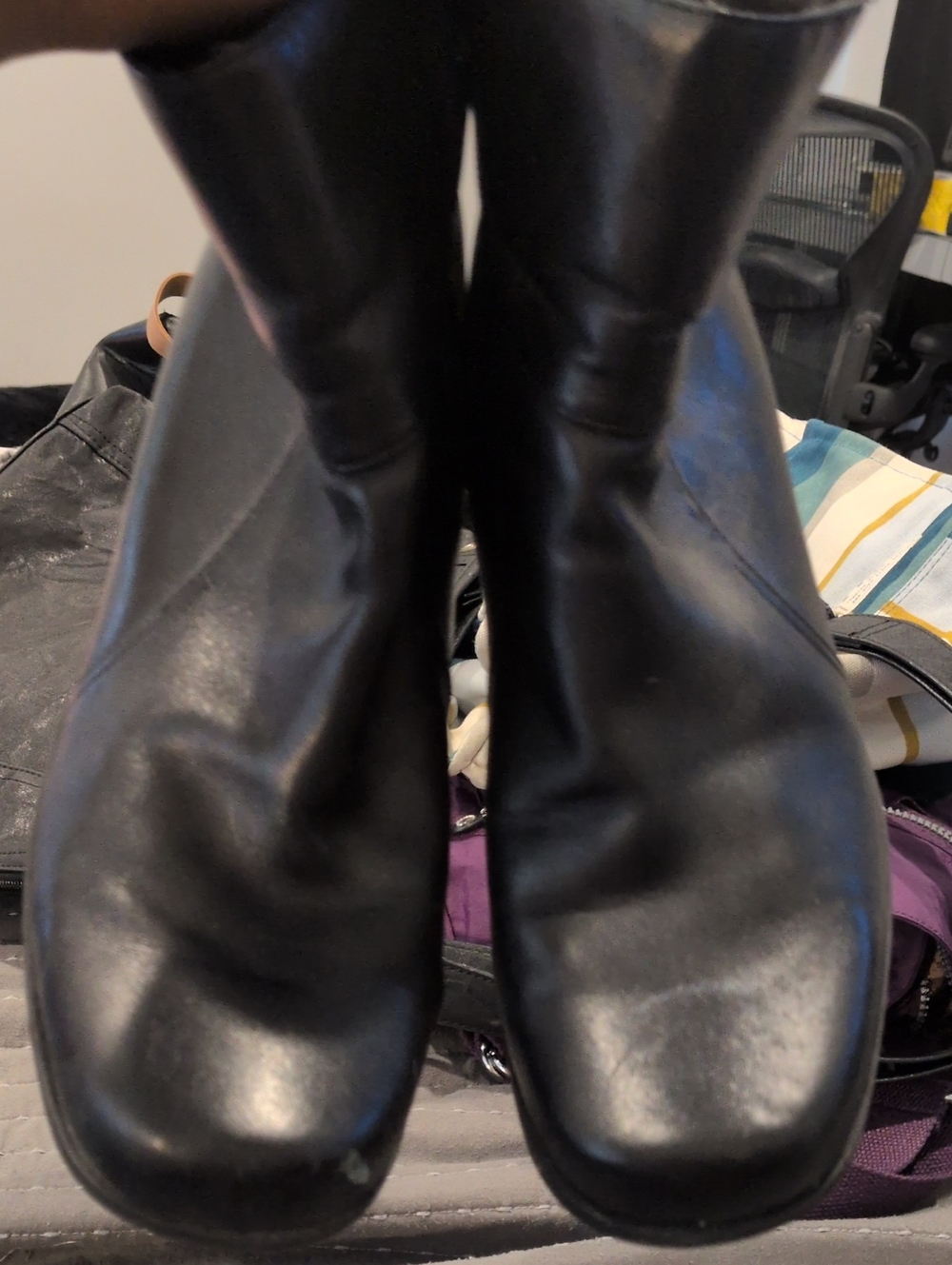 Black Women's Square-Toe Mid-Calf Boots